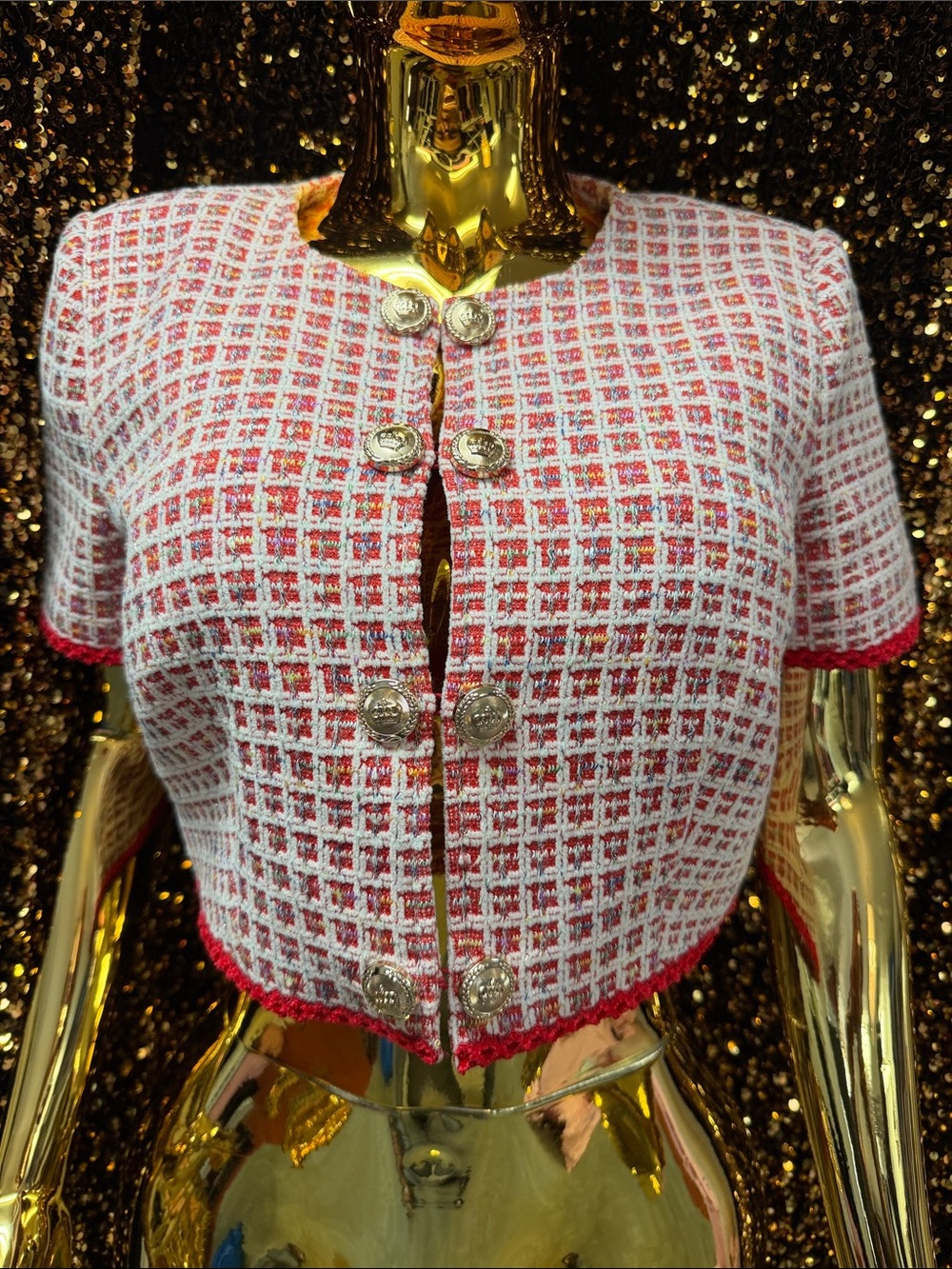 Walter Baker Amelia Tweed Jacket in Red and White